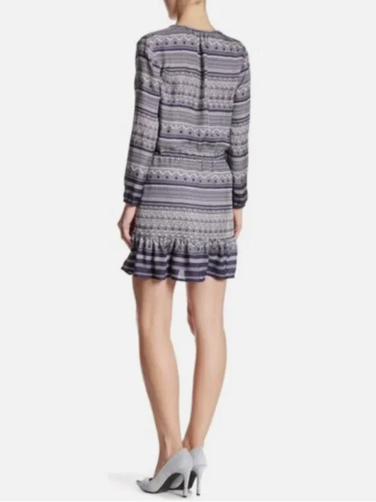 Veronica Beard Silk Agathe Mini Dress Size 0 Prussian Blue Ruffle Boho Bohemian - Picture 12 of 12